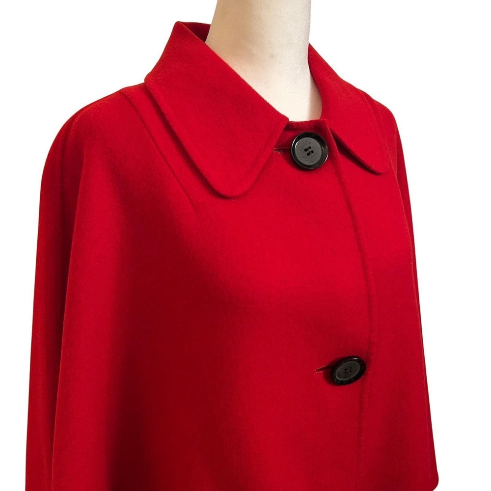 Carlisle Wool Angora Blend Button Front Cape Coat Red‎ OS Good